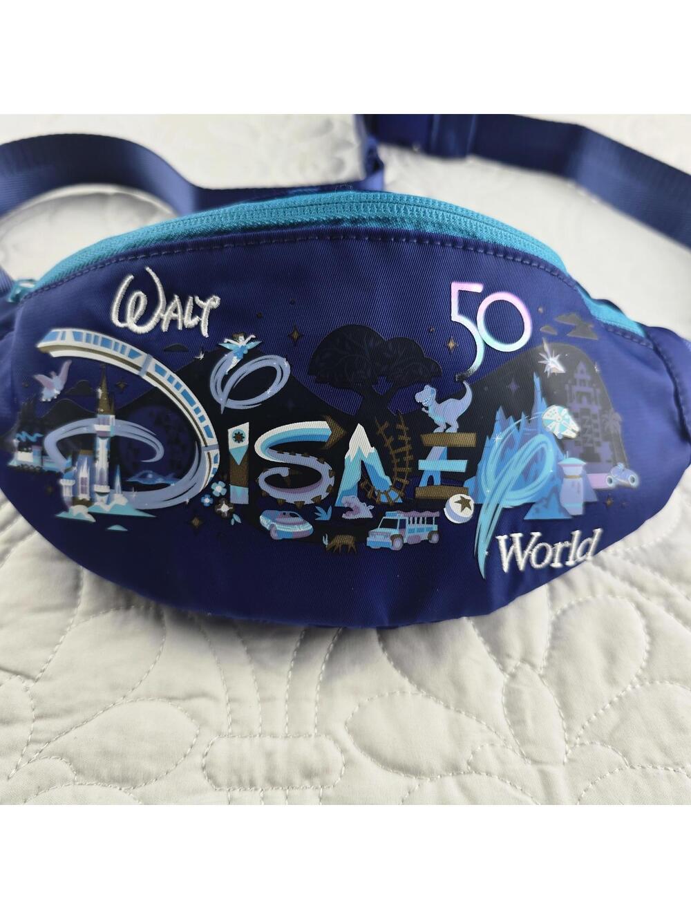Disney Parks Walt Disney World 50th Anniversary Blue Waist Fanny Pack Crossbody